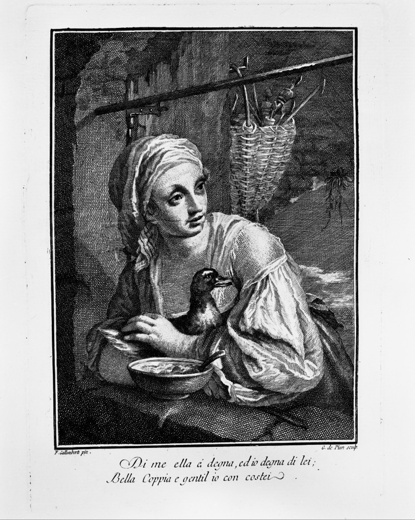 Contadina con anitra, ritratto di donna (stampa) di Pian Giovanni Maria, Galimberti Francesco (seconda metà sec. XVIII)