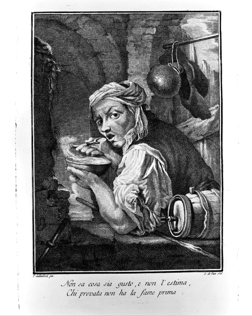 Contadino che mangia la zuppa, ritratto d'uomo (stampa) di Pian Giovanni Maria, Galimberti Francesco (seconda metà sec. XVIII)