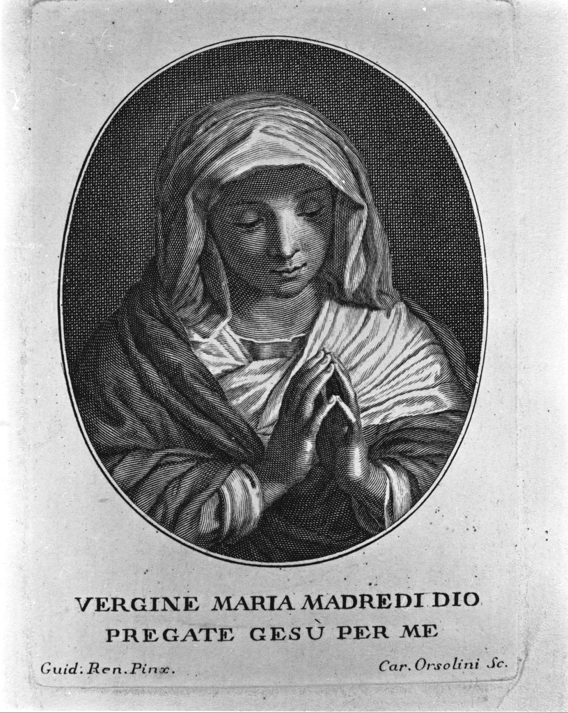 Madonna in preghiera, Madonna orante (stampa) di Orsolini Carlo, Reni Guido (sec. XVIII)