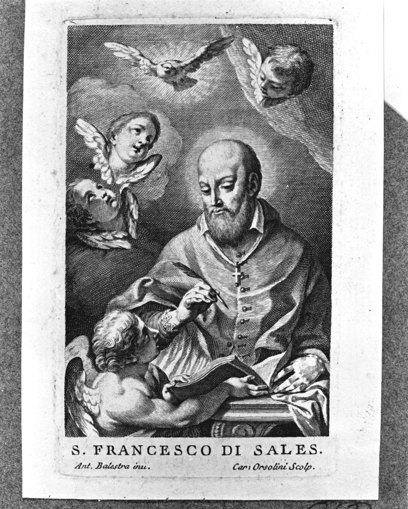 San Francesco di Sales, Santo (stampa) di Orsolini Carlo, Balestra Antonio (sec. XVIII)