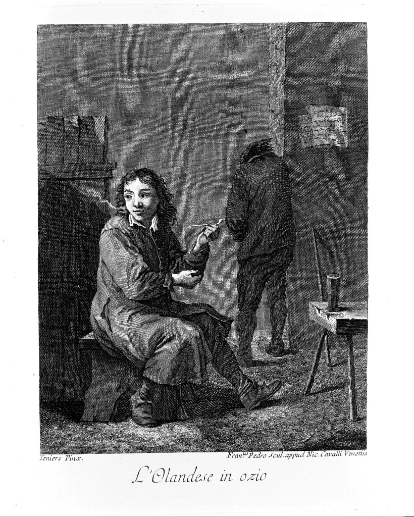 L'Olandese in ozio, ritratto d'uomo (stampa) di Del Pedro Francesco, Teniers David (seconda metà sec. XVIII)