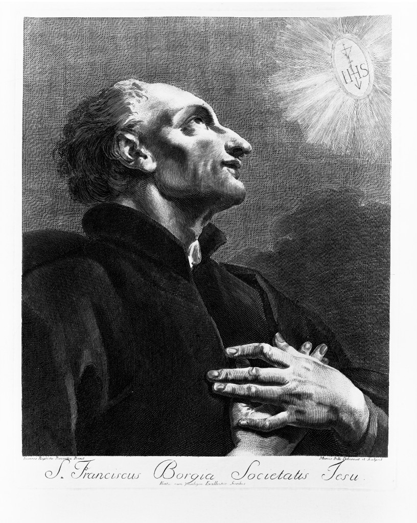 S.Franciscus Borgia Societatis Iesu, ritratto d'uomo (stampa, serie) di Pelli Marco, Piazzetta Giovanni Battista (sec. XVIII)