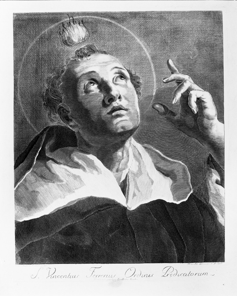 S. Vincentius Ferrerius Ordinis Predicatorum, ritratto d'uomo (stampa, serie) di Pelli Marco, Piazzetta Giovanni Battista (sec. XVIII)