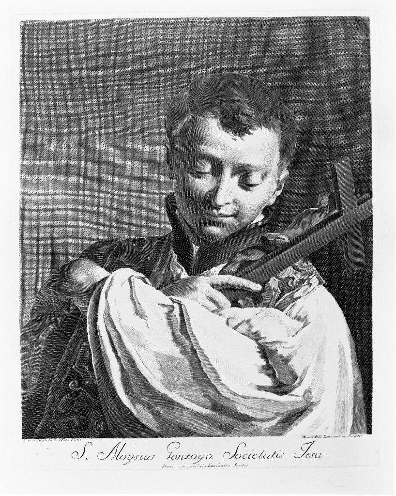 S.Aloysius Gonzaga Societatis Iesu, ritratto d'uomo (stampa, serie) di Pelli Marco, Piazzetta Giovanni Battista (sec. XVIII)