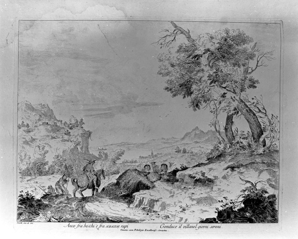 paesaggio montano (stampa, elemento d'insieme) di Zilotti Bernardo (attribuito) (seconda metà sec. XVIII)