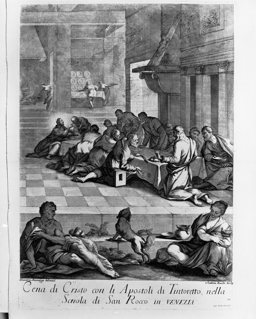ultima cena (stampa, elemento d'insieme) di Zucchi Andrea (attribuito), Robusti Jacopo detto Tintoretto (attribuito) (primo quarto sec. XVIII)