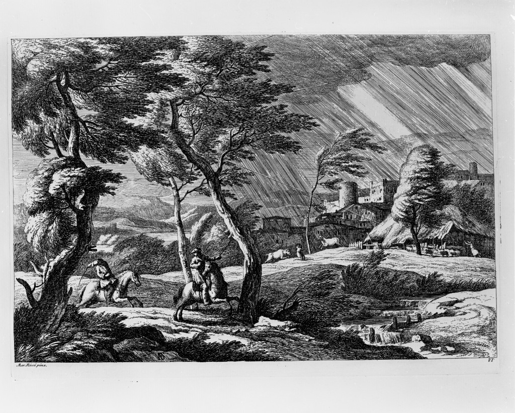 scena di tempesta (stampa, elemento d'insieme) di Fossati Davide Antonio (attribuito), Ricci Marco (attribuito) (sec. XVIII)