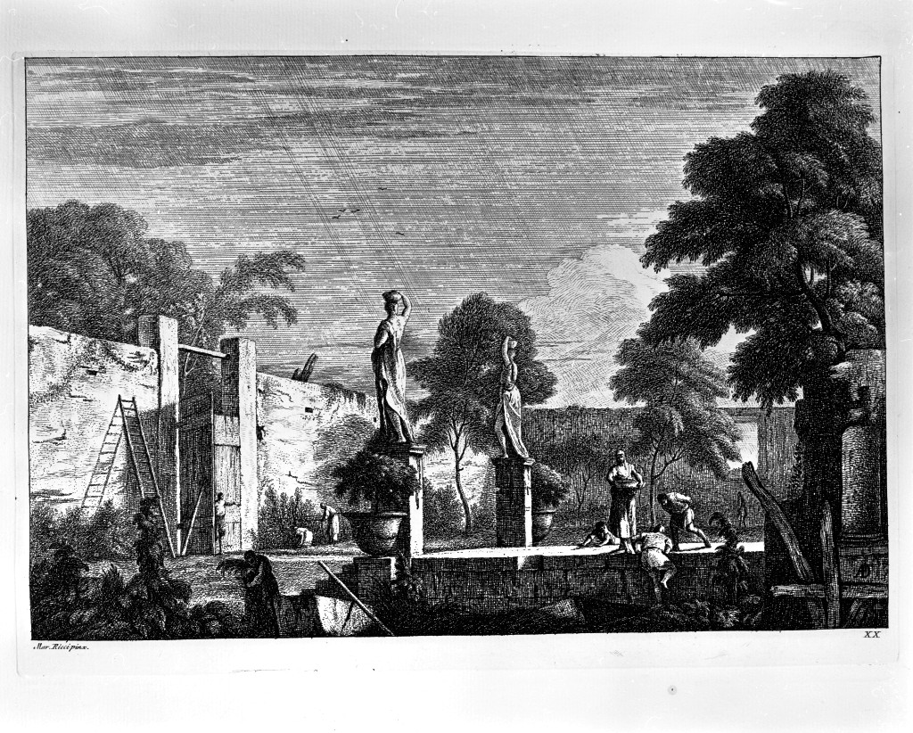 giardino (stampa, elemento d'insieme) di Fossati Davide Antonio (attribuito), Ricci Marco (attribuito) (sec. XVIII)