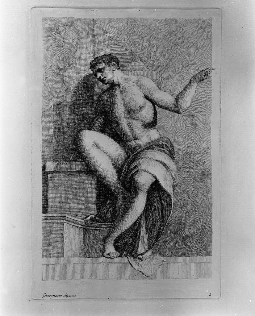 giovane nudo (stampa, elemento d'insieme) di Zanetti Anton Maria (attribuito), Barbarella Giorgio detto Giorgione (attribuito) (sec. XVIII)