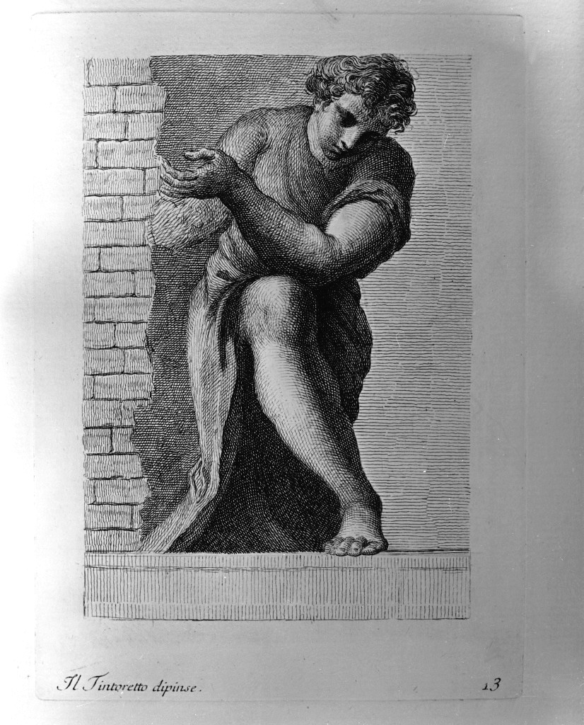 figura maschile (stampa, elemento d'insieme) di Zanetti Anton Maria (attribuito), Robusti Jacopo detto Tintoretto (attribuito) (sec. XVIII)