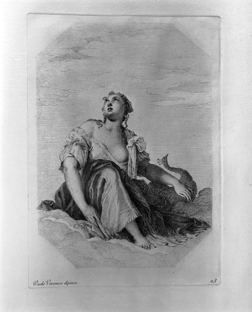 Giunone (stampa, elemento d'insieme) di Zanetti Anton Maria (attribuito), Caliari Paolo detto Veronese (attribuito) (sec. XVIII)