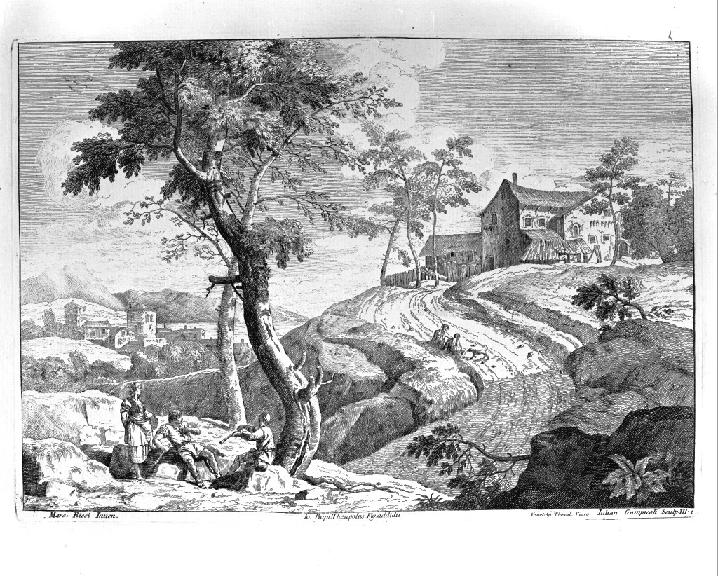 paesaggio rurale (stampa, serie) di Giampiccoli Giuliano, Ricci Marco (metà sec. XVIII)