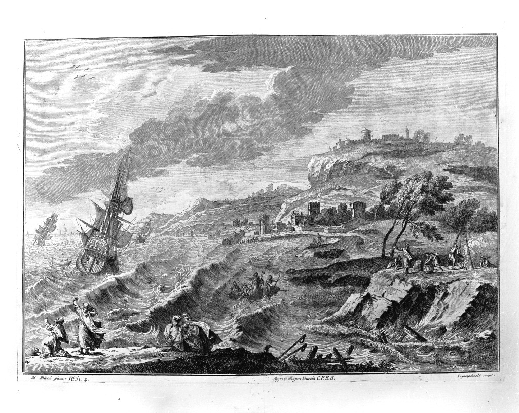 tempesta sul mare (stampa, serie) di Giampiccoli Giuliano, Ricci Marco (seconda metà sec. XVIII)