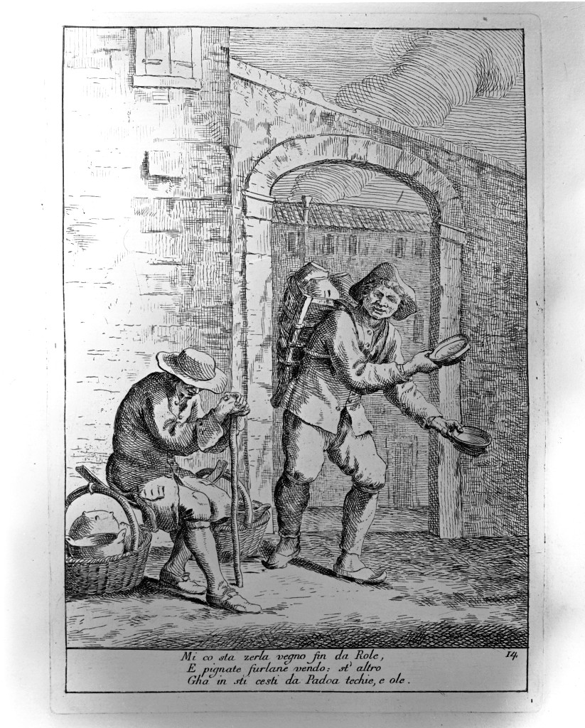 venditore di pentole (stampa, elemento d'insieme) di Zompini Gaetano (attribuito) (sec. XVIII)