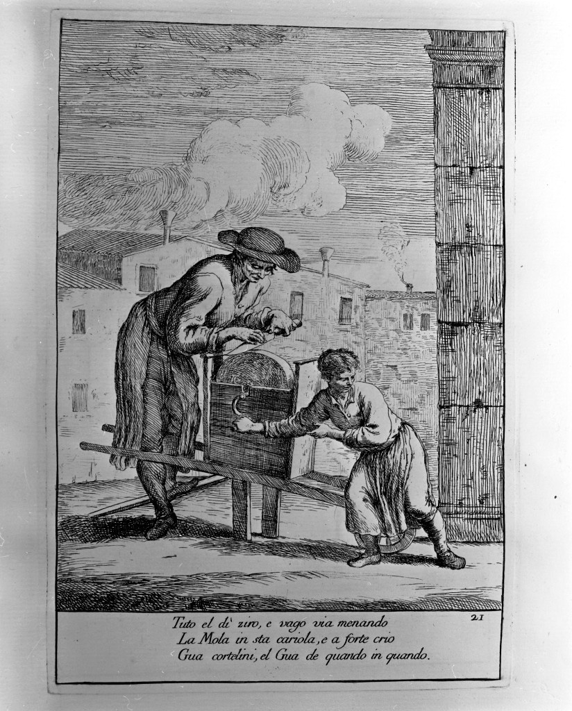 arrotino (stampa, elemento d'insieme) di Zompini Gaetano (attribuito) (sec. XVIII)