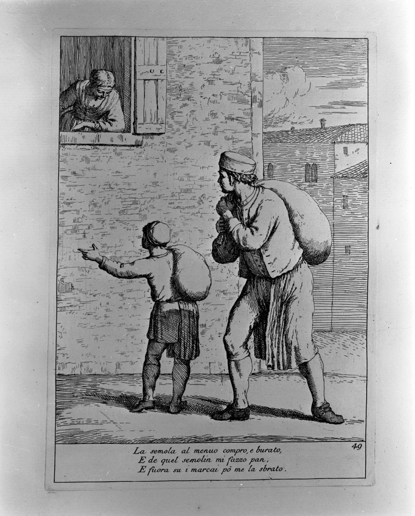 venditore di pane (stampa, elemento d'insieme) di Zompini Gaetano (attribuito) (sec. XVIII)