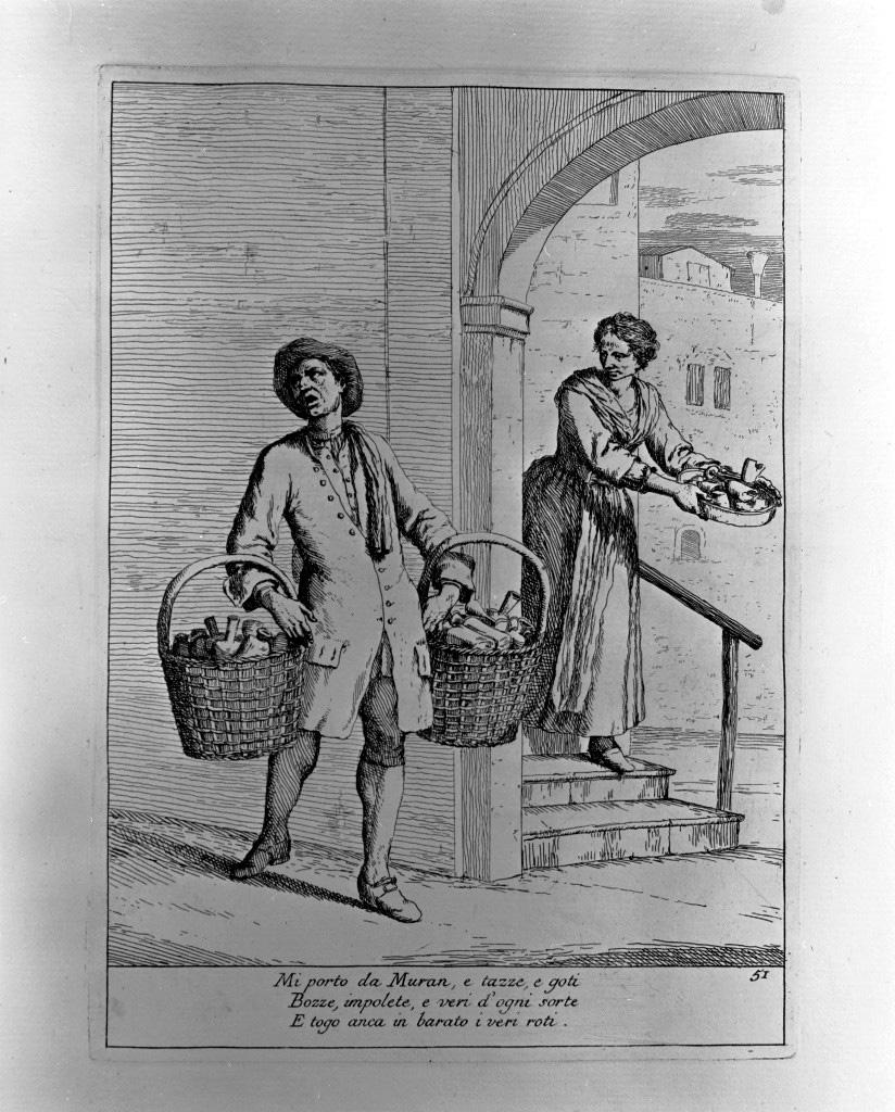 venditore di vetri (stampa, elemento d'insieme) di Zompini Gaetano (attribuito) (sec. XVIII)