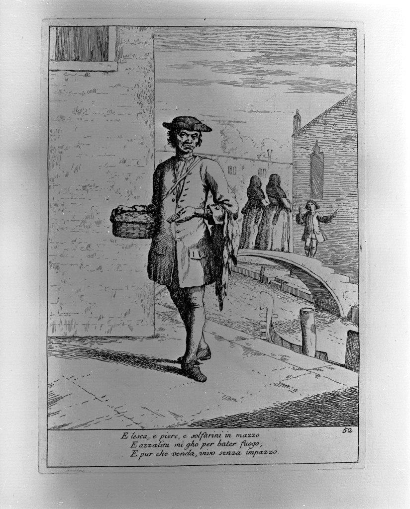 fiammiferaio (stampa, elemento d'insieme) di Zompini Gaetano (attribuito) (sec. XVIII)