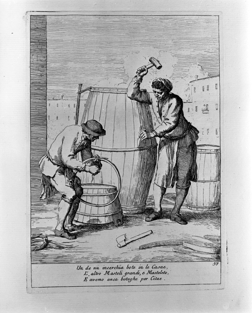 bottaio (stampa, elemento d'insieme) di Zompini Gaetano (attribuito) (sec. XVIII)