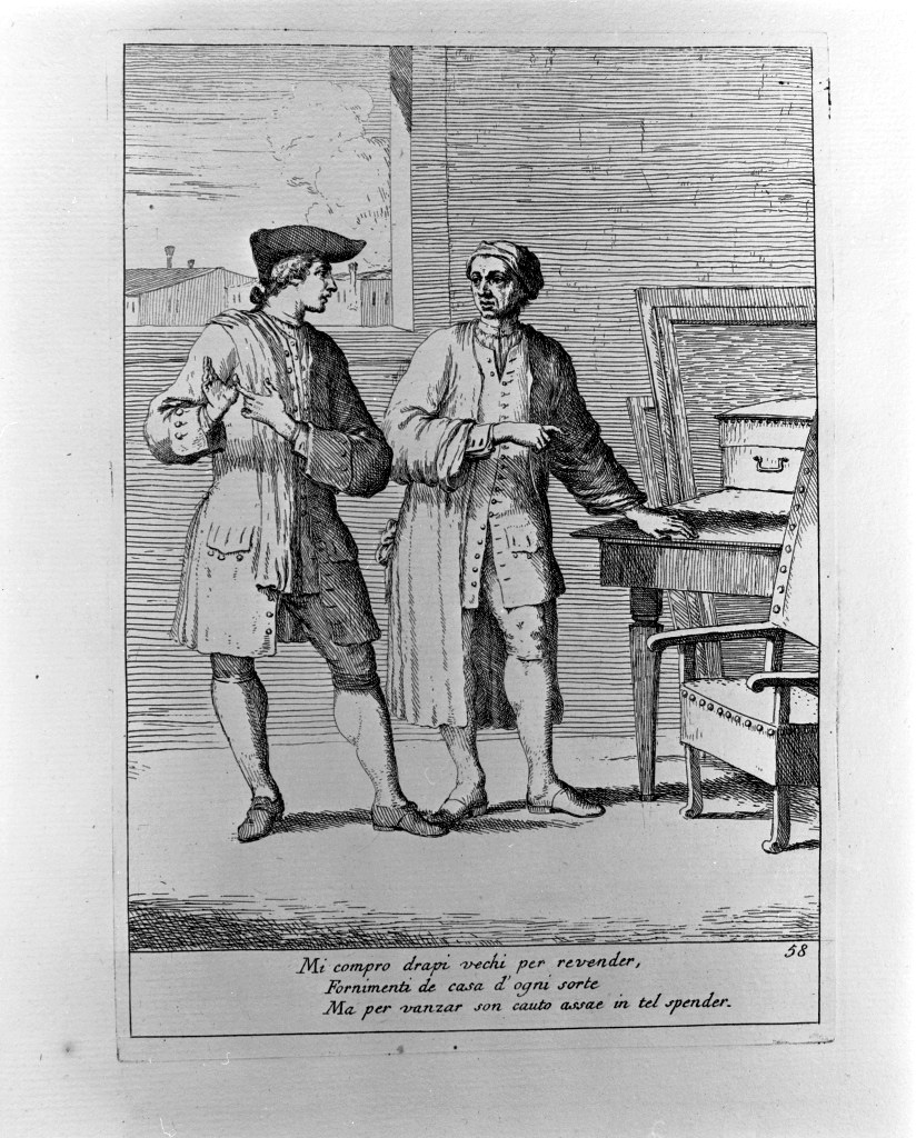 rigattiere (stampa, elemento d'insieme) di Zompini Gaetano (attribuito) (sec. XVIII)