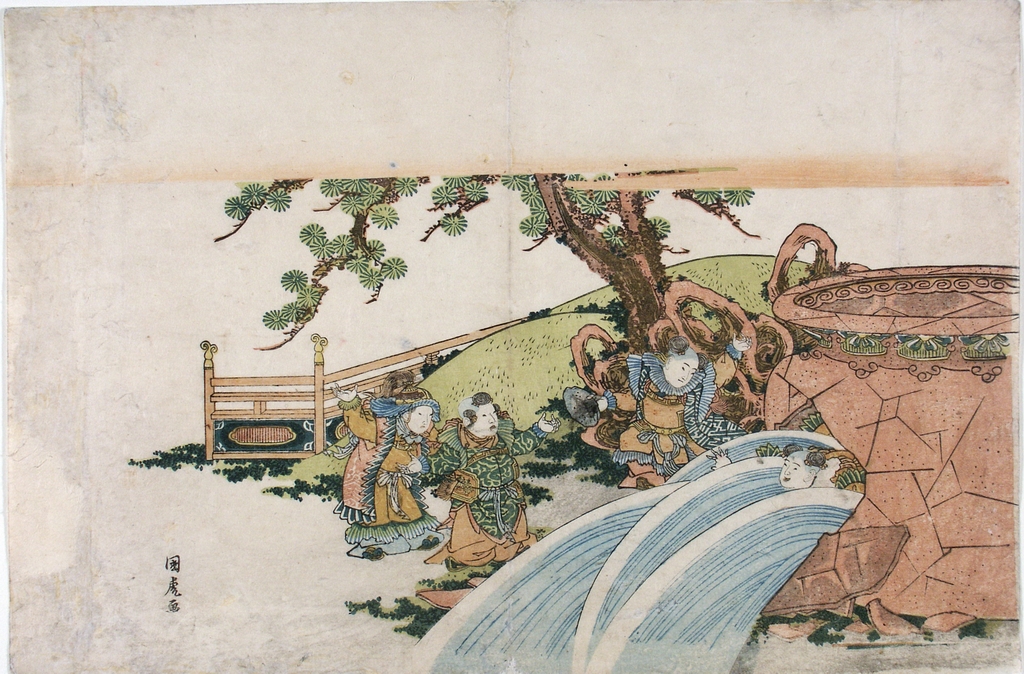 giardino con bambini (stampa a colori) di Utagawa Kunitora (sec. XIX)