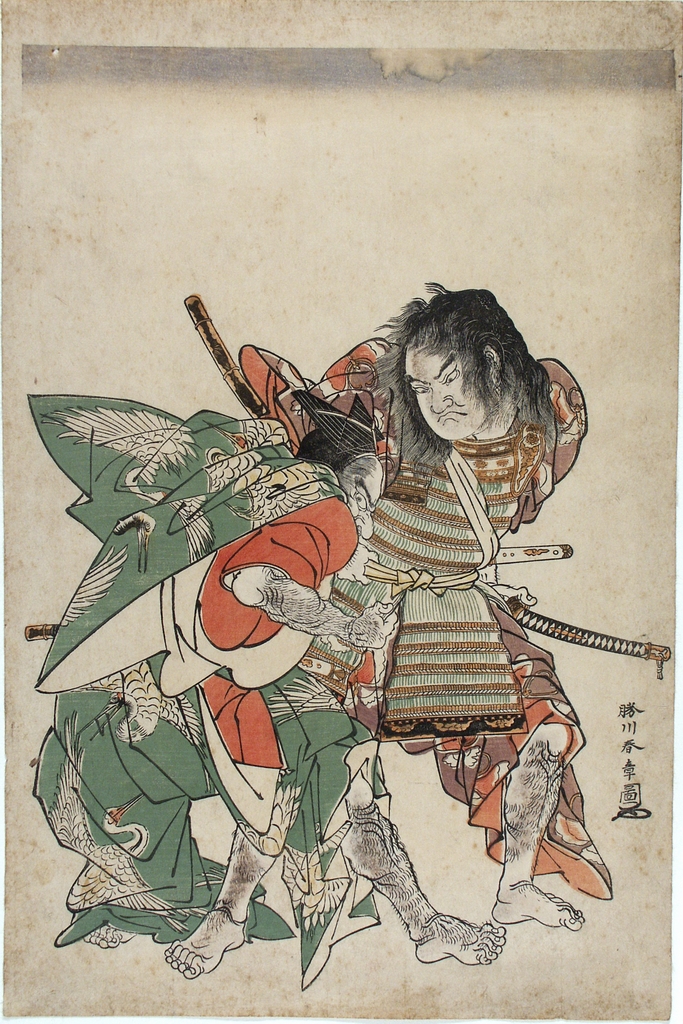 scena di battaglia (stampa a colori) di Tamagawa Shucho (sec. XVIII)