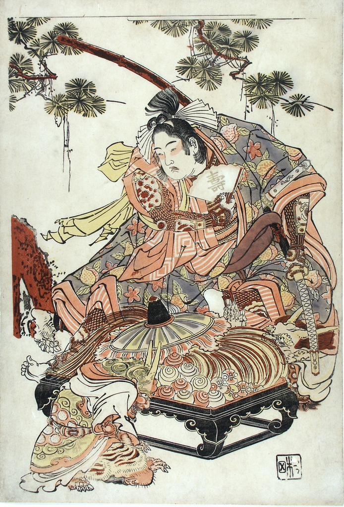 Ragazzo e demoni, figura maschile e demoni (stampa a colori) - ambito giapponese (seconda metà sec. XVIII)