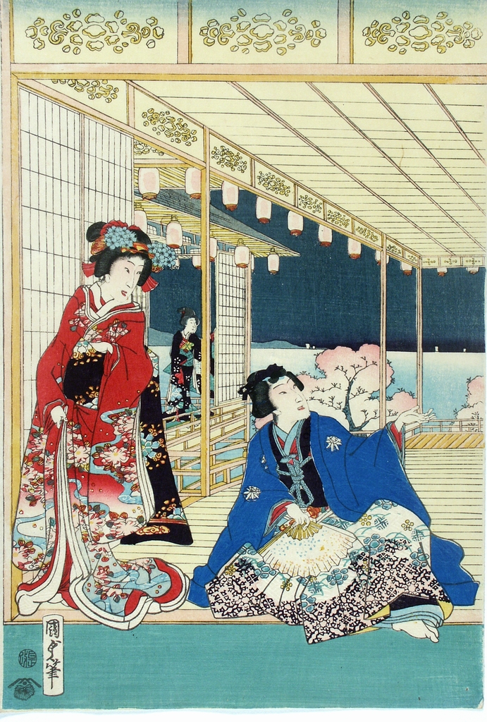 interno con figura femminile (stampa a colori) di Utagawa Kunisada (prima metà sec. XIX)