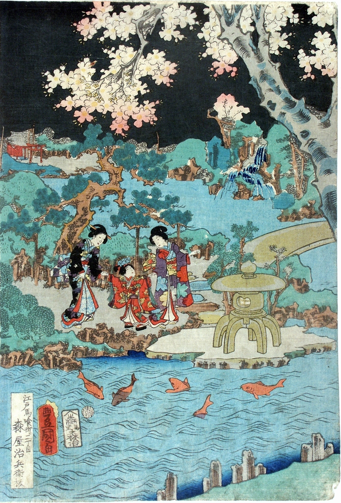 figure femminili a colloquio (stampa a colori) di Utagawa Toyokuni III (seconda metà sec. XIX)