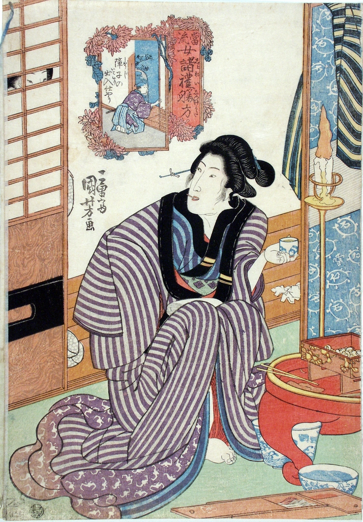 figura femminile (stampa a colori) di Ichiyusai Kuniyoshi (sec. XIX)