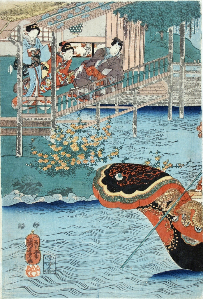 paesaggio (stampa a colori) di Ichiyusai Kuniyoshi (sec. XIX)