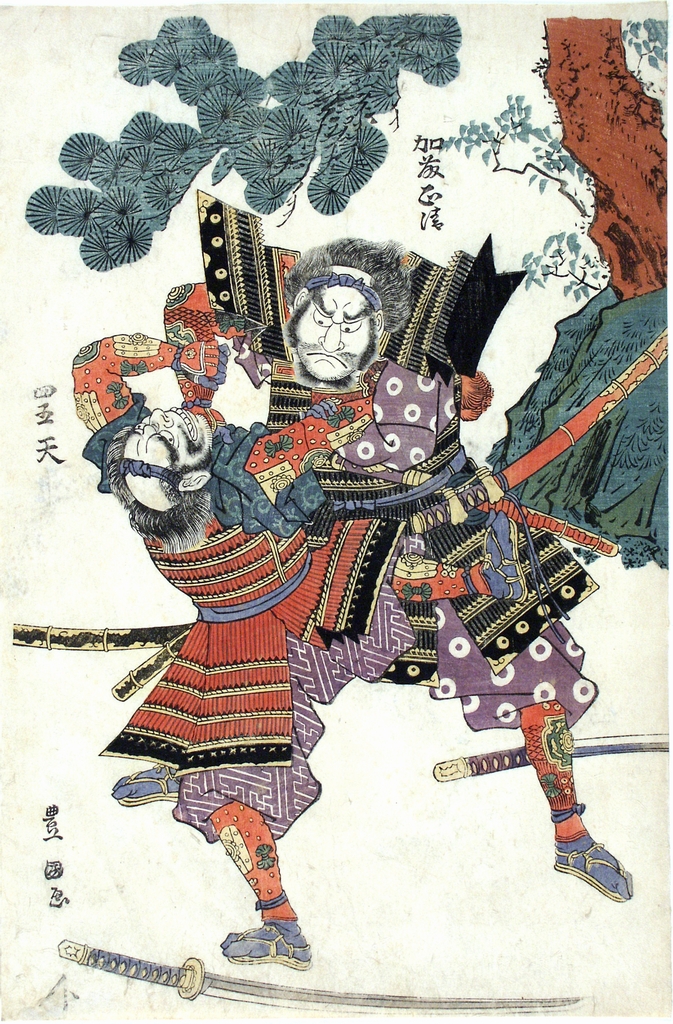 lotta di cavalieri (stampa a colori) di Utagawa Toyokuni I (fine sec. XIX)