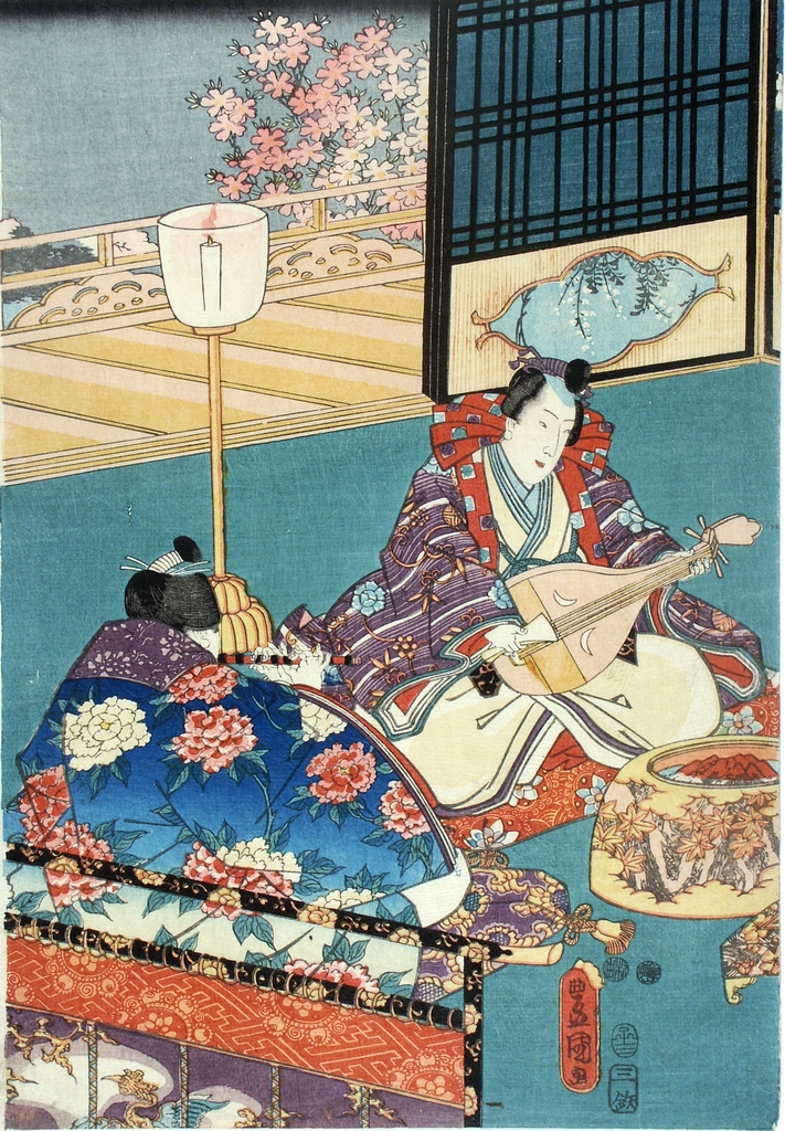 scena familiare (stampa a colori) di Utagawa Toyokuni III (sec. XIX)