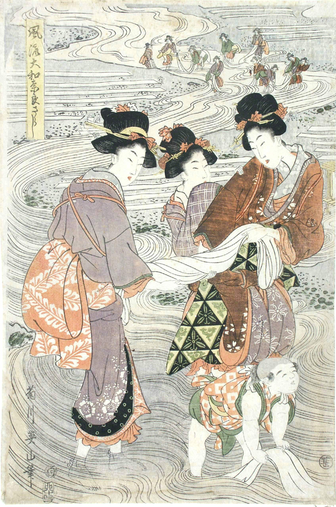 paesaggio fluviale (stampa a colori, stampa composita) di Kikugawa Eizan (attribuito) (inizio sec. XIX)
