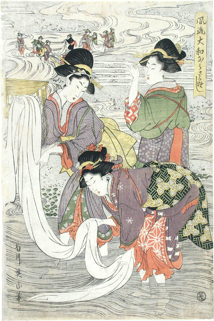 paesaggio fluviale (stampa a colori, stampa composita) di Kikugawa Eizan (attribuito) (inizio sec. XIX)