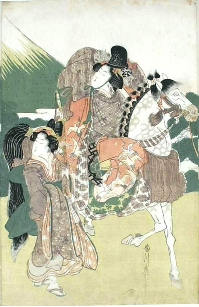 paesaggio con vulcano (stampa a colori) di Kikugawa Eizan (attribuito) (inizio sec. XIX)