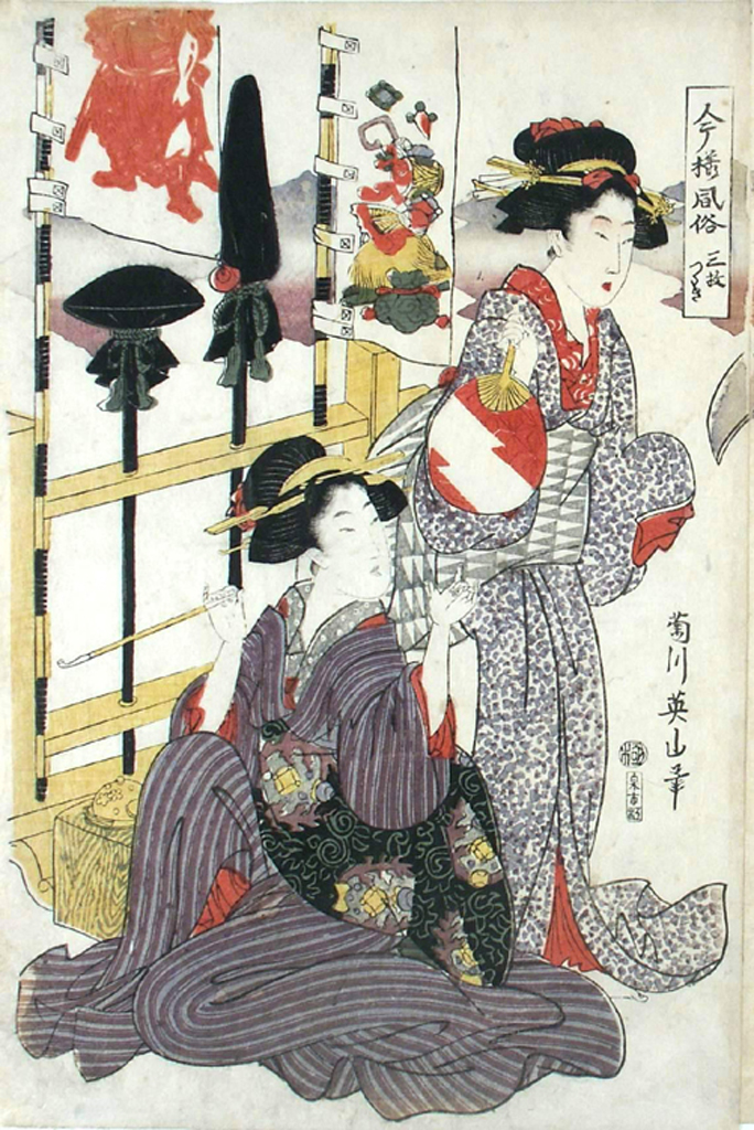 interno con figura femminile (stampa a colori) di Kikugawa Eizan (attribuito) (inizio sec. XIX)