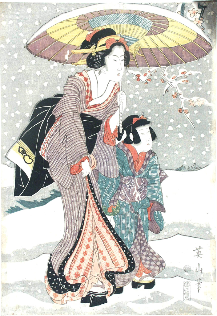 scena familiare (stampa a colori) di Kikugawa Eizan (attribuito) (primo quarto sec. XIX)