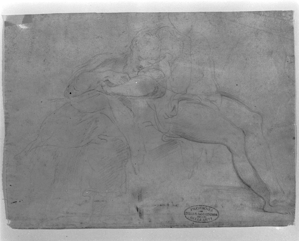 figura maschile seduta (disegno, opera isolata) di Mazzola Francesco detto Parmigianino (prima metà sec. XVI)