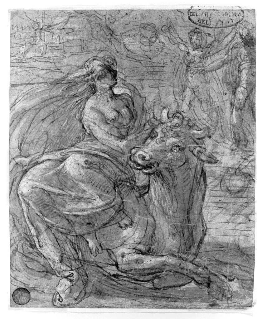 ratto di Europa (disegno, opera isolata) di Fontana Prospero (sec. XVI)