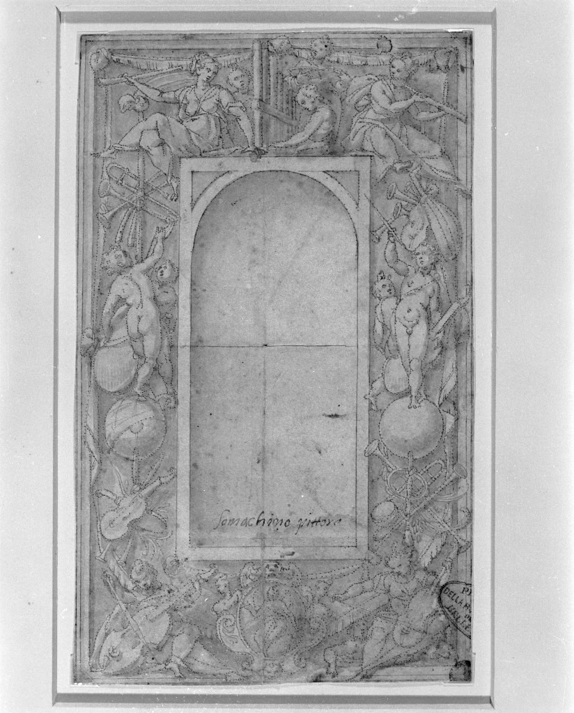 finte architetture con musici (disegno, opera isolata) di Samacchini Orazio (sec. XVI)