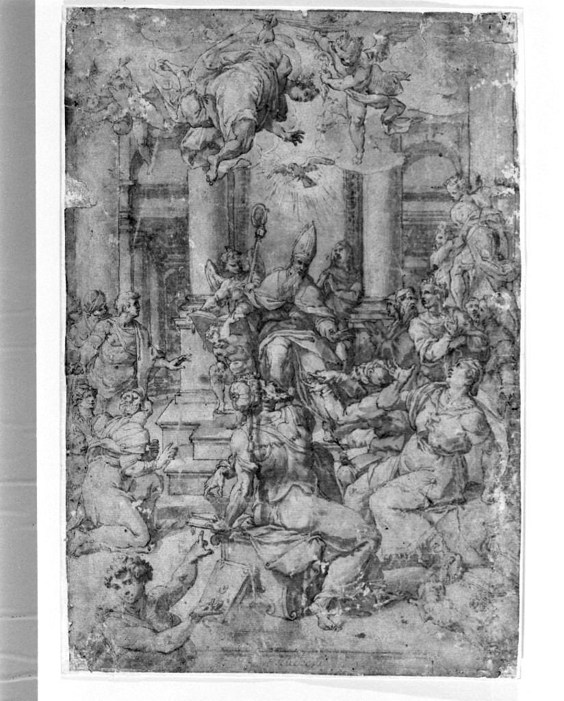 Sant'Agostino (disegno, opera isolata) di Samacchini Orazio (sec. XVI)
