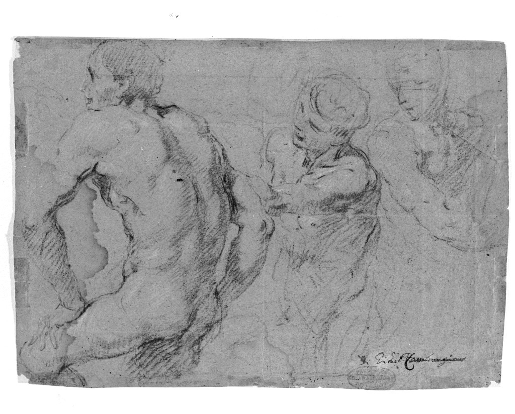 figura maschile (disegno, opera isolata) di Cavedoni Giacomo (cerchia) (secc. XVI/ XVII)