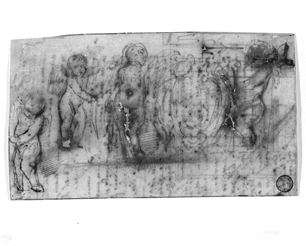 putti reggistemma (disegno, opera isolata) di Barbieri Giovan Francesco detto Guercino (secc. XVI/ XVII)