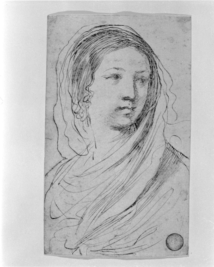 busto femminile velato (disegno, opera isolata) di Barbieri Giovan Francesco detto Guercino (secc. XVI/ XVII)