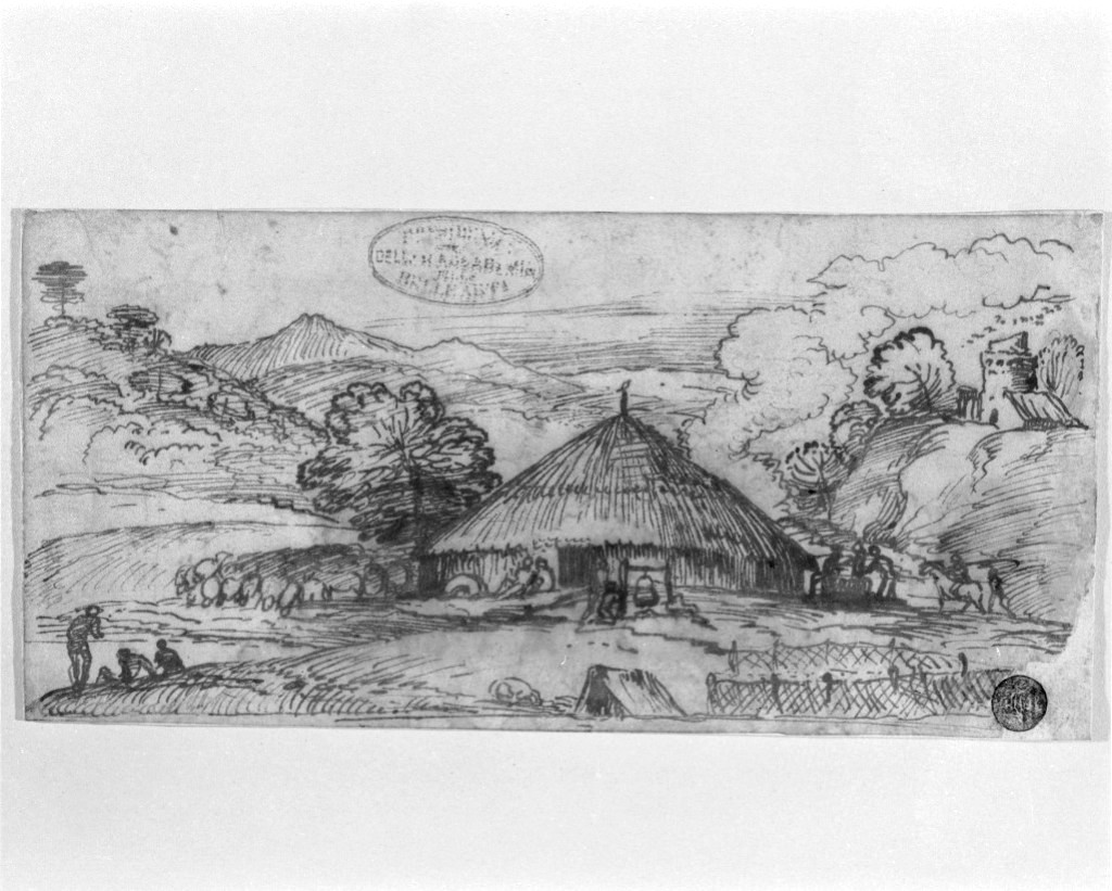 paesaggio rurale (disegno, opera isolata) di Grimaldi Giovan Francesco detto Bolognese (sec. XVII)