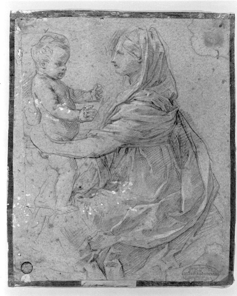 Madonna con Bambino (disegno, elemento d'insieme) di Cantarini Simone detto Pesarese (sec. XVII)