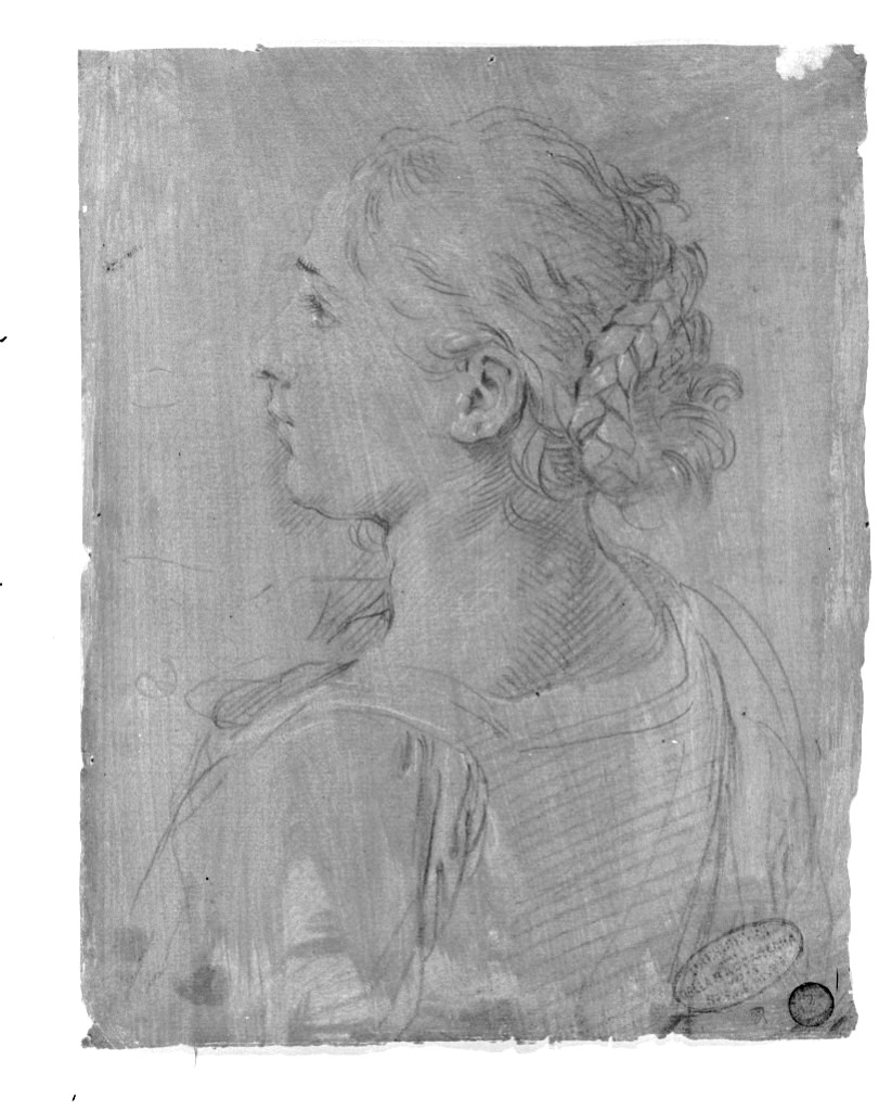 busto femminile (disegno, opera isolata) di Cantarini Simone detto Pesarese (sec. XVII)