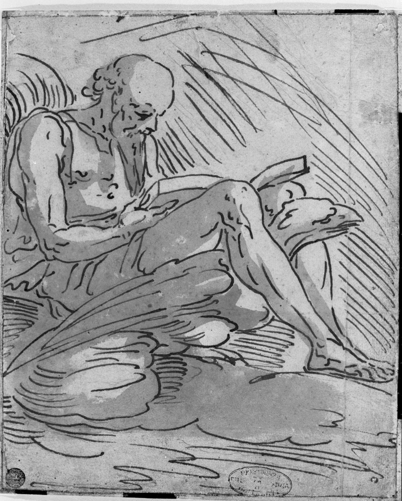 San Giovanni Evangelista in Patmos (disegno, opera isolata) di Cambiaso Luca (maniera) (seconda metà sec. XVI)