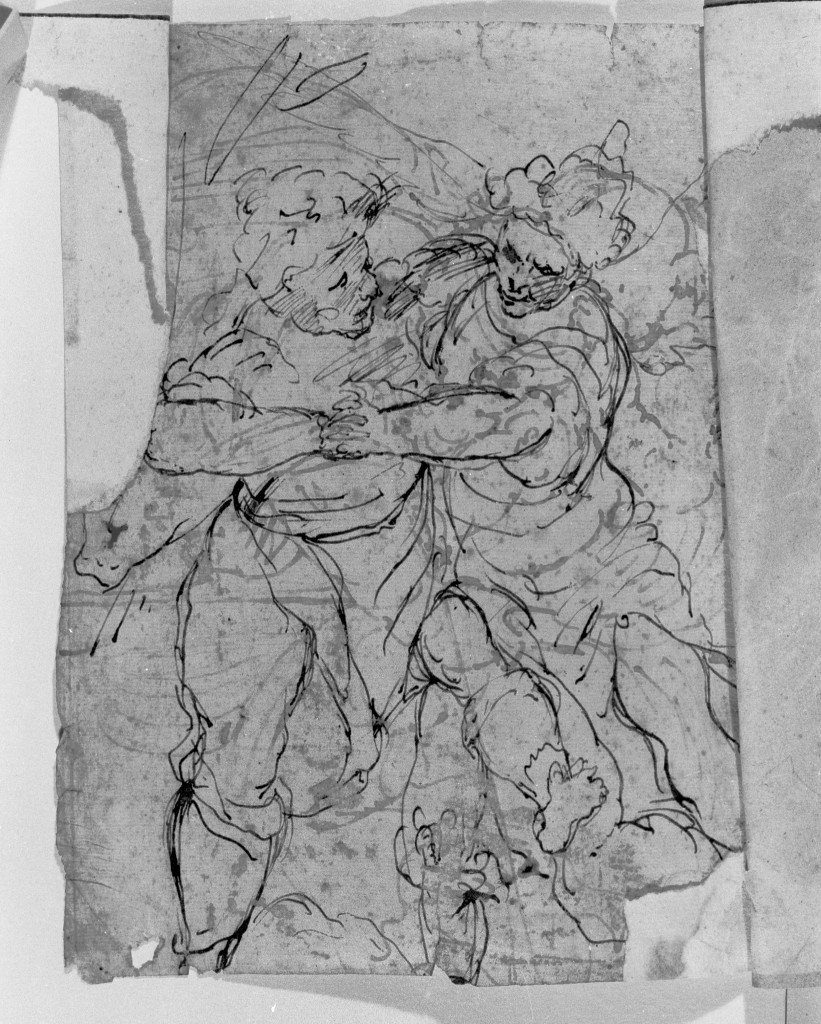 figure maschili (disegno, opera isolata) di Cambiaso Luca (attribuito) (seconda metà sec. XVI)